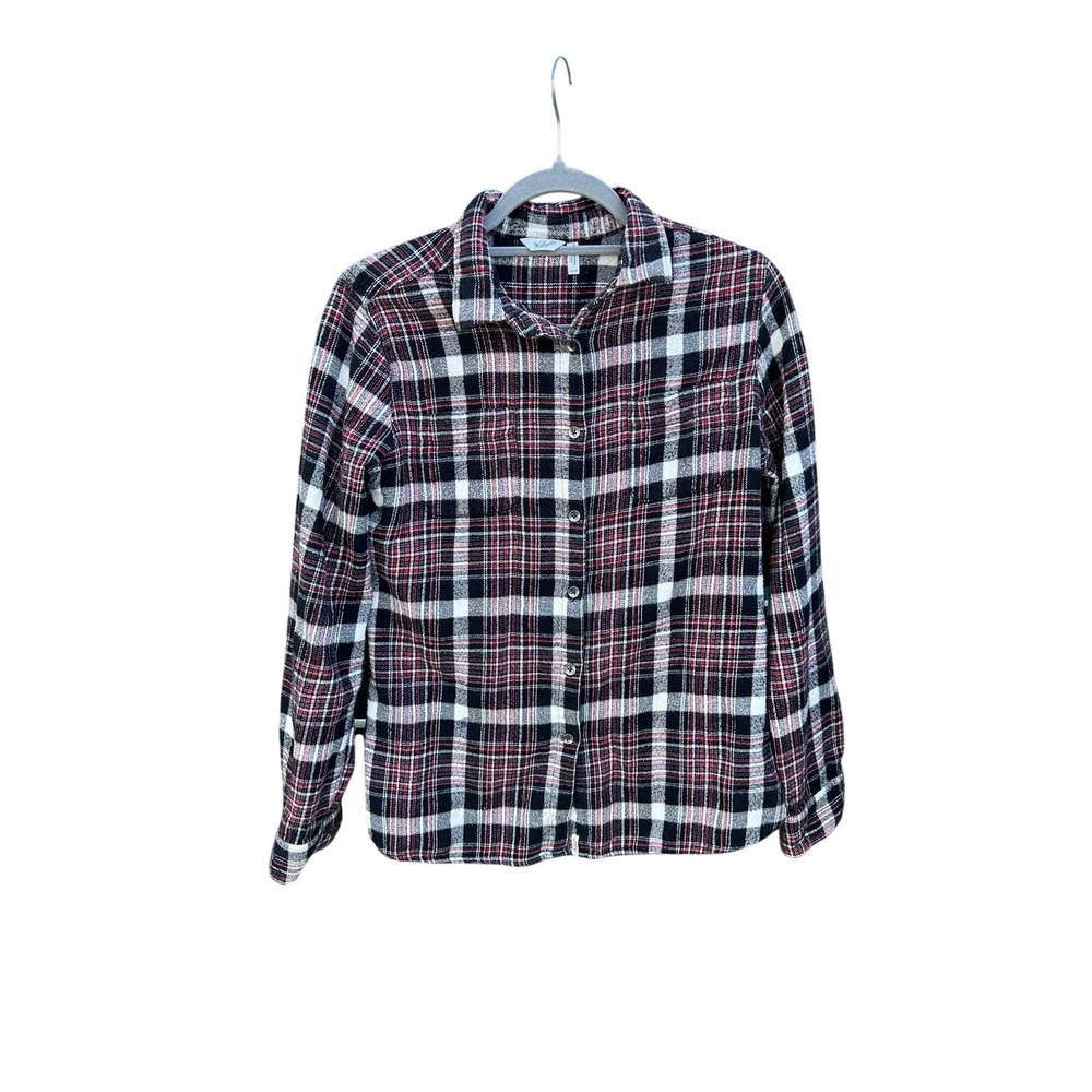 Woolrich Women's‎ Black and Red Plaid Warm Flannel Button Down Shirt, Sz M